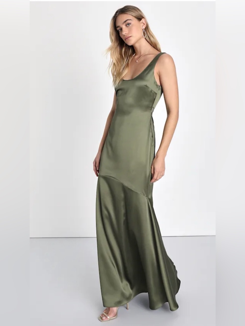 Lulu’s satin olive dress a size small